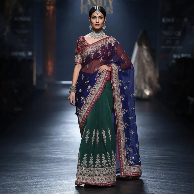 A Dazzling Luxury Saree with Diamond Embellishments and Elaborate Drape | new ai prompt girl download