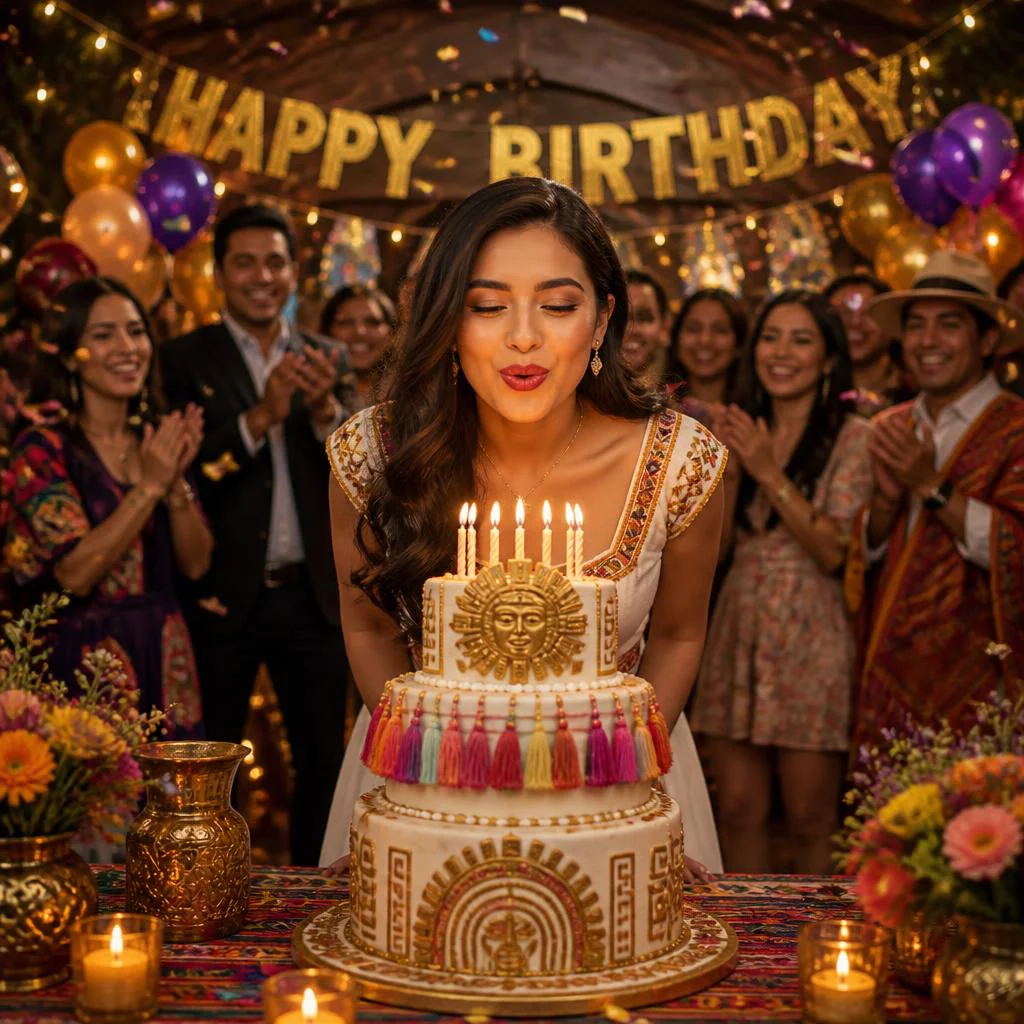 Blowing Candles at Inca Birthday | trending birthday prompt copy paste