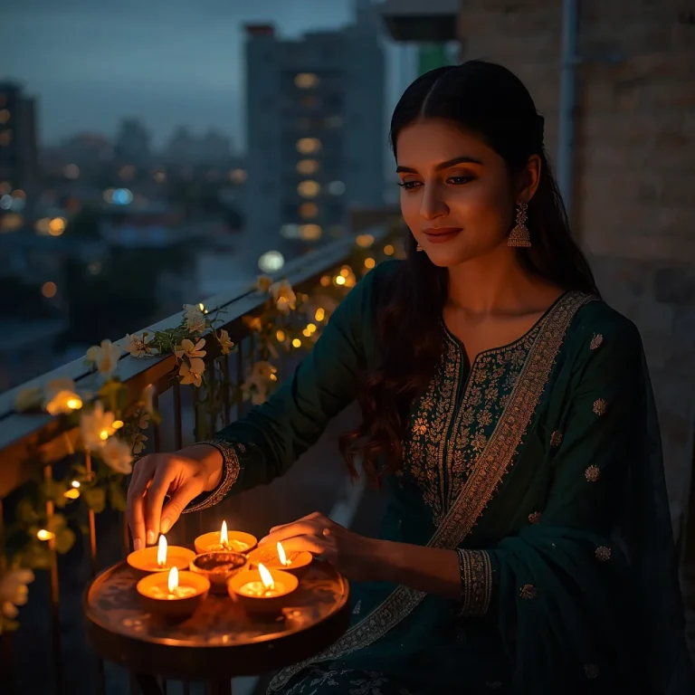 Evening Diya Lighting Joy | diwali traditional ai prompt