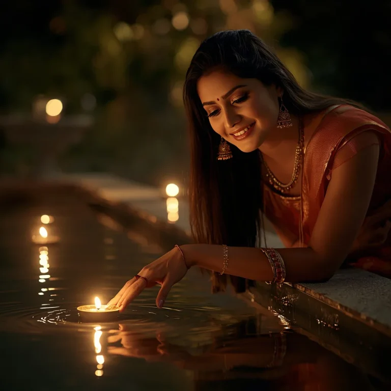Floating Diya Reflections | diwali celebration ai photo