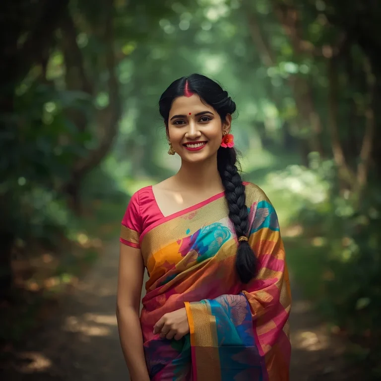 Forest Dappled Light Saree | saree pose ai prompt