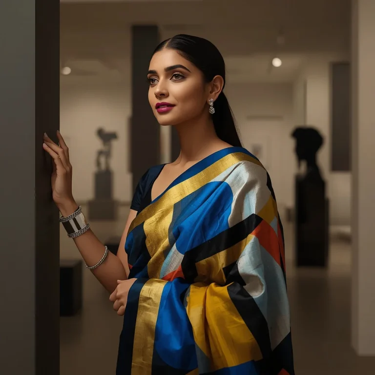 Modern Art Saree Fusion | instagram trending prompt copy and paste
