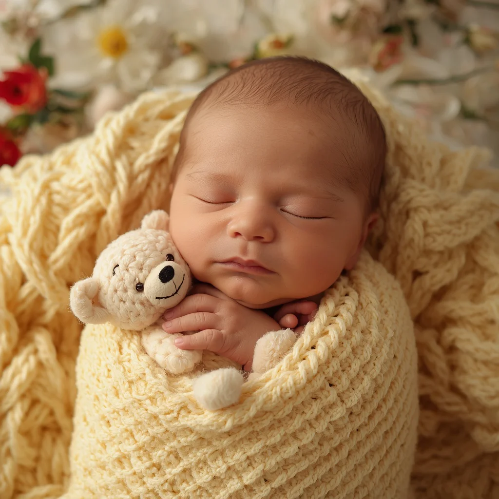 Newborn Baby with Teddy Bear | baby girl ai prompt