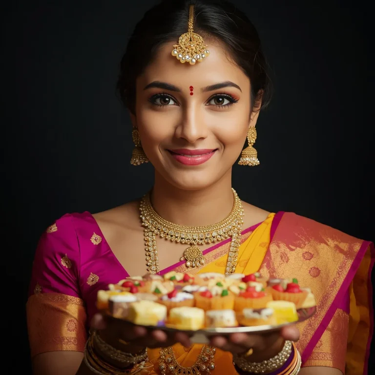 Offering Diwali Sweets | diwali traditional ai prompt