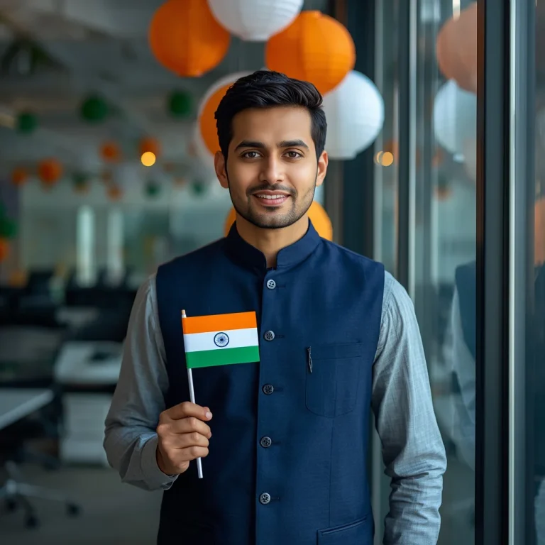 Professional Office Colleague Celebrating 15 August Independence Day At Work | trending 15 august prompt instagram