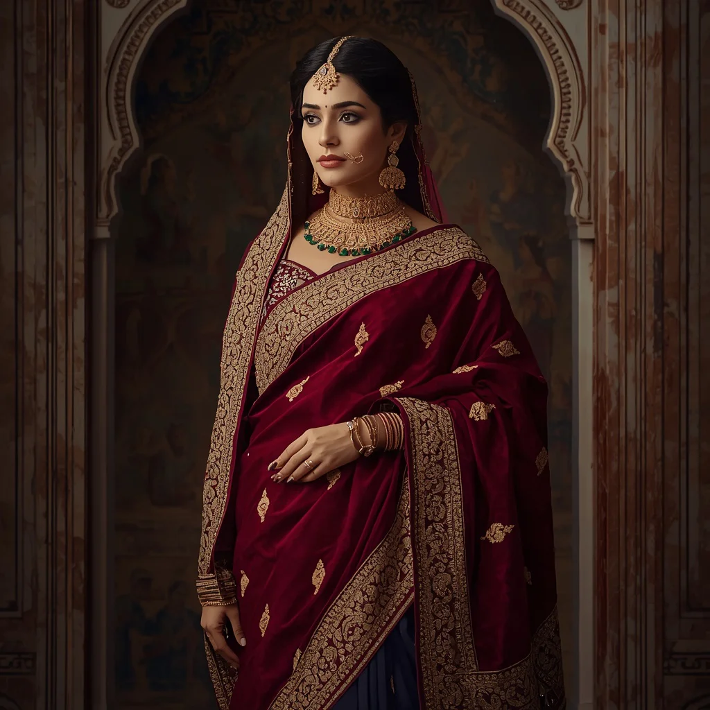 Royal Saree: A Queenly Portrait in a Grand Palace Setting | trending prompt in instagram