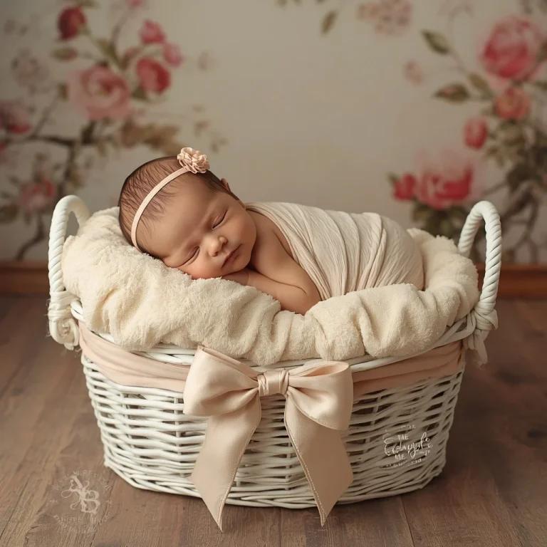 Velvet Bow Basket | new born baby prompt for gemini