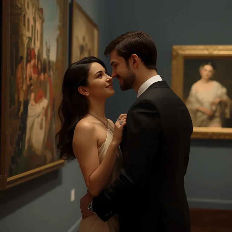 Art Gallery Glance | cinematic couple ai prompt
