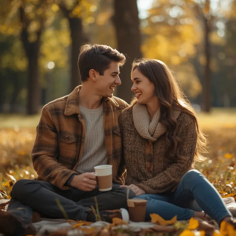 Autumn Park Picnic | Romantic couple AI prompt copy and paste ChatGPT
