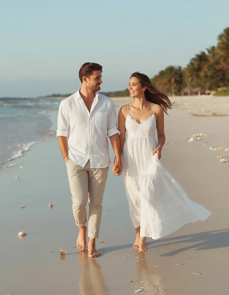Beachside White Outfit Romance