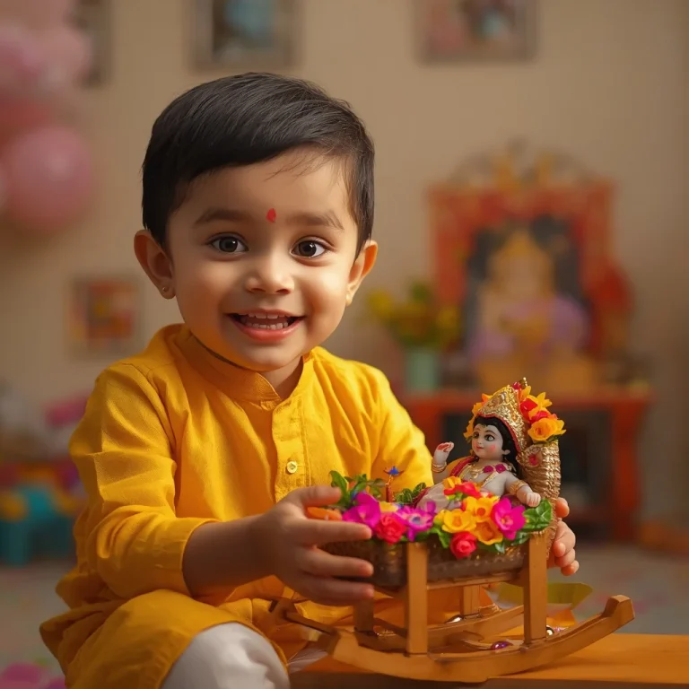 Child's First Janmashtami Jhoola | janmashtami ai prompt