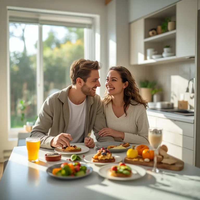 Cozy Valentine's Day Brunch in a Sunlit Kitchen | Romantic couple AI prompts