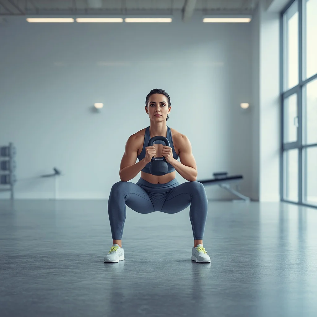 Dumbbell Goblet Squat Grace | gym boy ai prompt