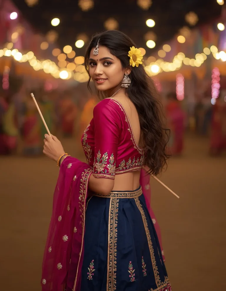 Elegant Magenta Garba Outfit