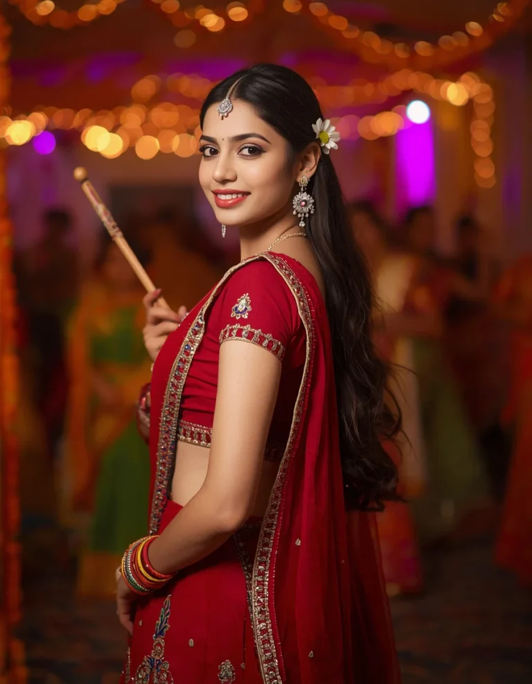 Elegant Red Chaniya Choli Portrait