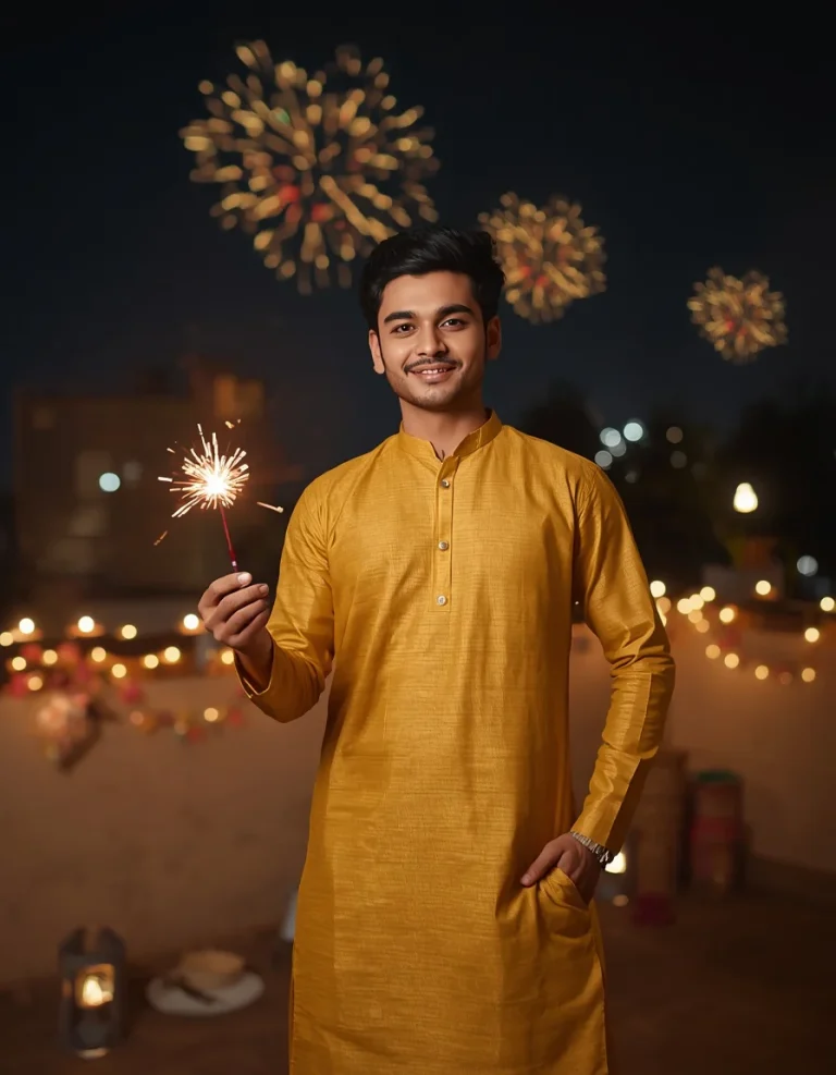 Festive Yellow Kurta Portrait
