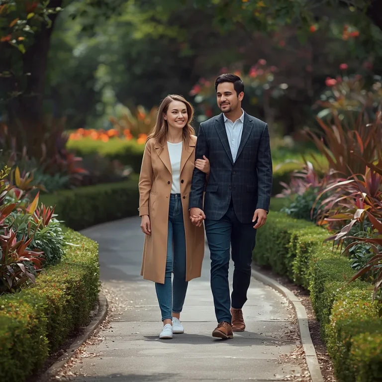 Garden Stroll Embrace | couple ai prompt