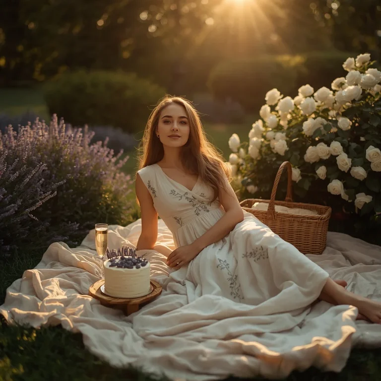 Golden Hour Garden Picnic | birthday celebration photo editing prompt