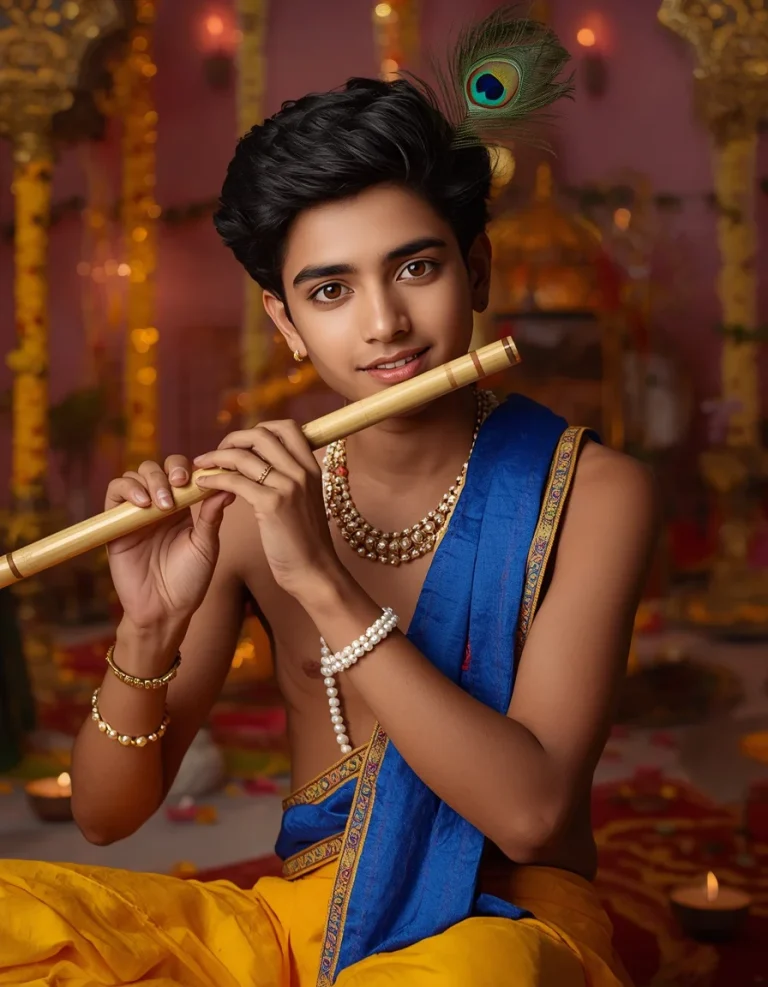 Handsome Youth Krishna Celebration Portrait