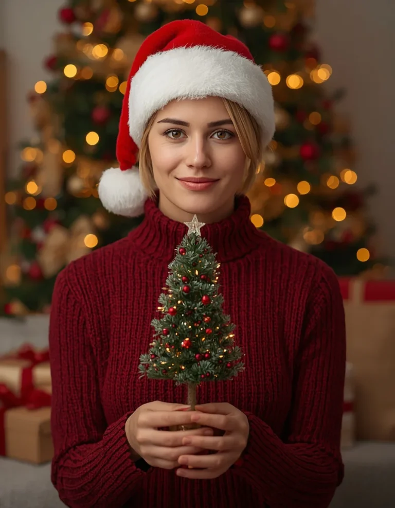 Holding a Mini Christmas Tree