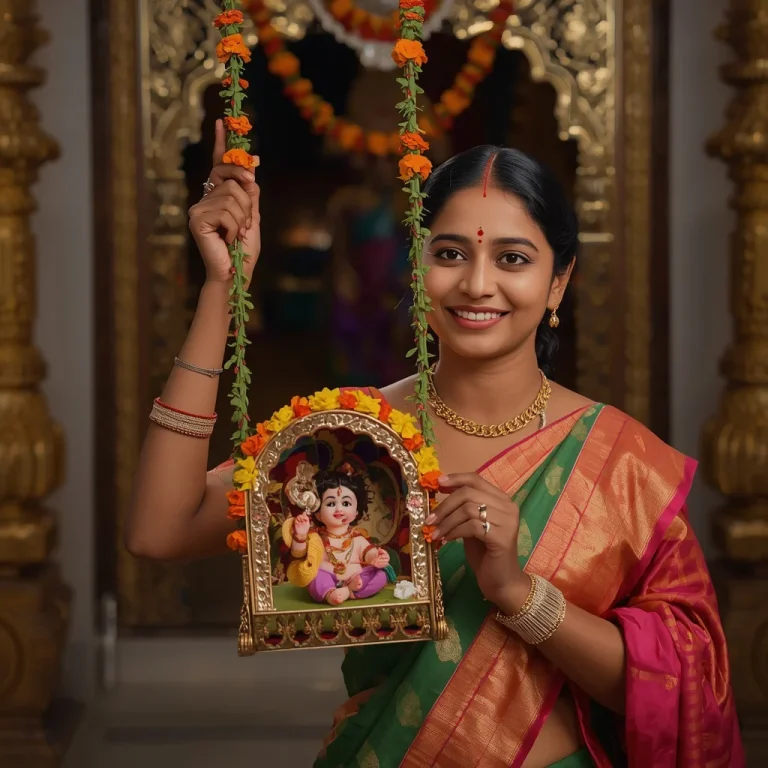 Joyful Cradle Swing | janmashtami ai prompt