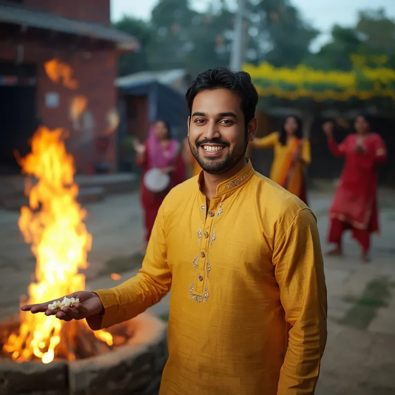 Joyful Lohri Bonfire Dance | lohri bonfire ai prompt