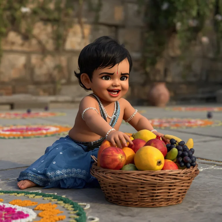Krishna's Fruit Basket Treasure | janmashtami festival prompt for gemini