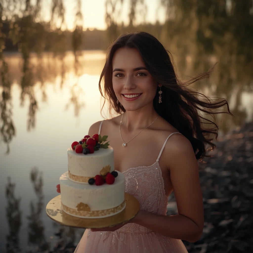 Lakeside Sunset Birthday Serenity | happy birthday prompt chatgpt