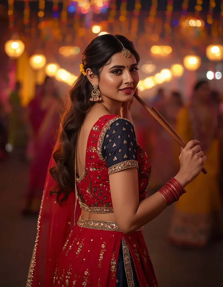 Red and Gold Dandiya Evening