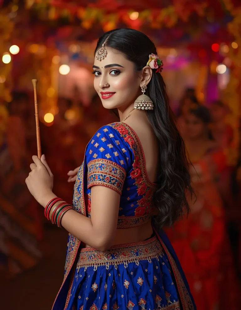 Royal Blue Mirror Work Chaniya