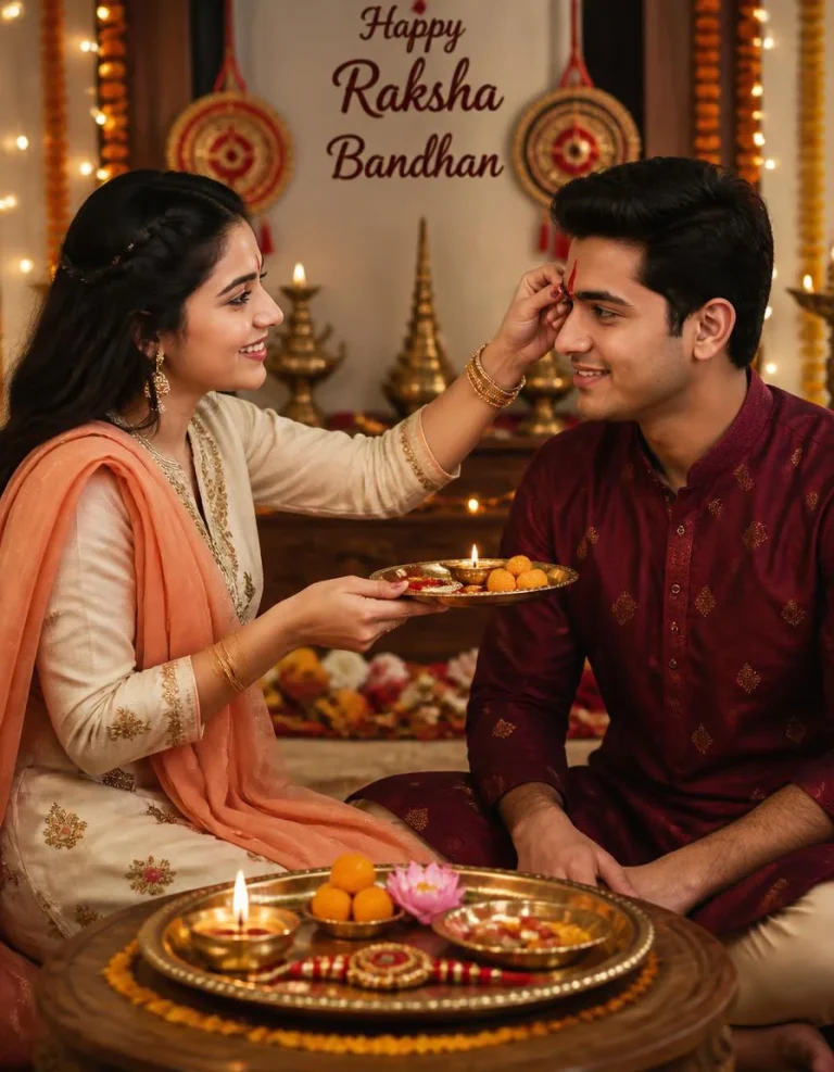 Sister Applying Tilak Before Rakhi