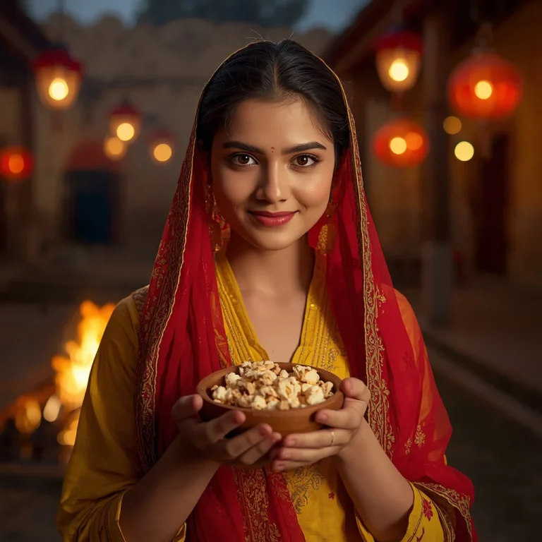 Traditional Phulkari Charm on Lohri | happy lohri prompt chatgpt