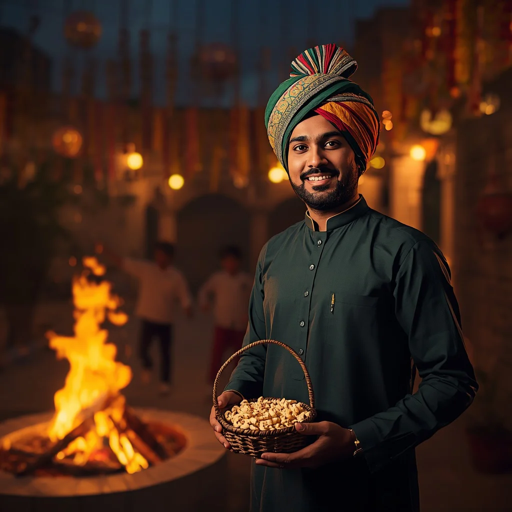 Winter Harvest Glow | lohri bonfire ai prompt