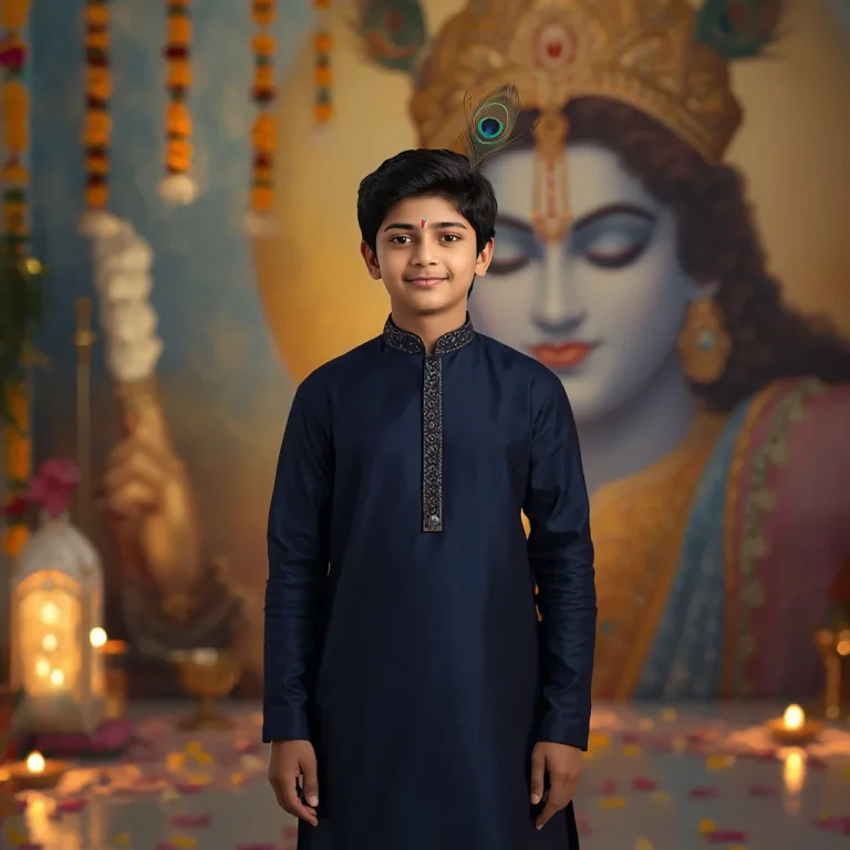 Young Boy With Krishna Mural