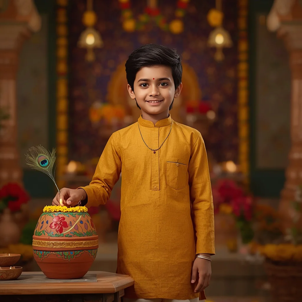 Young Boy With Makhan Matki